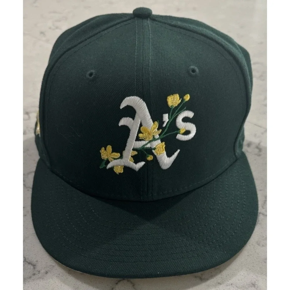 Oakland Athletics 59FIFTY Bloom Fitted Hat 7 1/2 Green 1989 World Series MLB